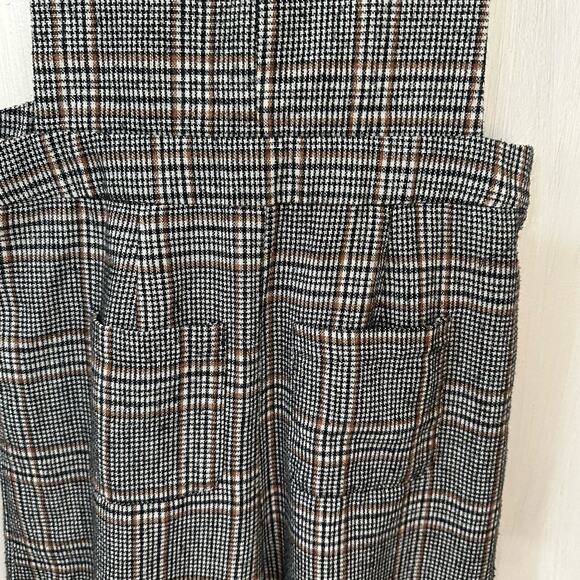 Plaid Pinafore Jumpsuit Small Multicolor 2 Pockets V Neck Romper Very J Women - Picture 4 of 11